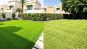 مقارنة بين حديقتين متجاورتين إحداهما بثيل صناعي والأخرى بثيل طبيعي