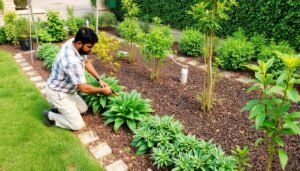 أعمال صيانة دورية في حديقة بمنطقة المنصورية