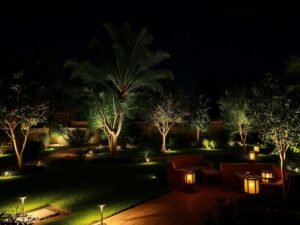 إضاءة حدائق ليلية في منطقة الروضة