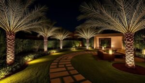 إضاءة حديقة ليلية في منزل بالدسمة