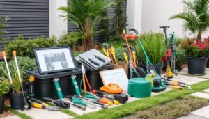 الأدوات والمعدات التي يستخدمها منسق حدائق محترف في الكويت