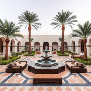 تصميم حديقة عربية تقليدية في منطقة الروضة