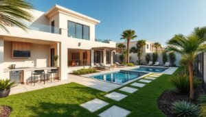 تصميم حديقة عصرية متكاملة في الشامية