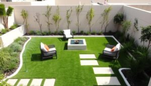 تصميم عصري لحديقة في الدعية يجمع بين العناصر الطبيعية والحديثة في تنسيق حدائق الدعية