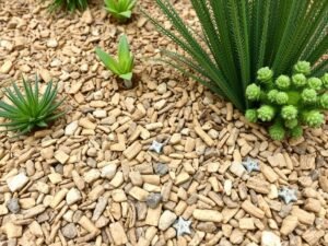 تغطية التربة حول النباتات في حديقة كويتية تغطية التربة حول النباتات في حديقة كويتية