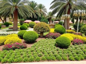 تنوع النباتات والأشجار في حديقة الشهداء بالكويت