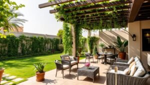 جلسة خارجية أنيقة في حديقة بالدسمة