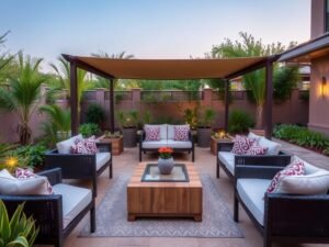 جلسة خارجية في حديقة منزلية بالزهراء