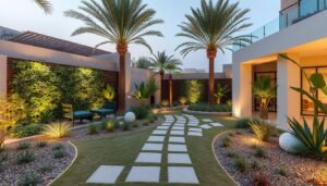 حديقة عصرية في الرميثية تعكس أحدث اتجاهات تنسيق حدائق الرميثية