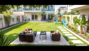 حديقة فيلا عائلية في المنصورية بتصميم متكامل