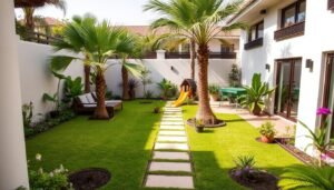 حديقة متوسطة الحجم في فيلا بالدسمة