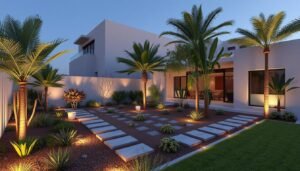 حديقة مستدامة لفيلا حديثة في منطقة حطين