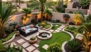 حديقة منزلية جميلة ومتكاملة في منزل سعودي حديقة منزلية جميلة ومتكاملة في منزل سعودي