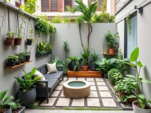 حديقة منزلية صغيرة في كيفان مع استغلال أمثل للمساحة