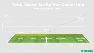 رسم بياني يوضح التكلفة الإجمالية لأنواع ثيل ملاعب كرة القدم على مدى 10 سنوات رسم بياني يوضح التكلفة الإجمالية لأنواع ثيل ملاعب كرة القدم على مدى 10 سنوات