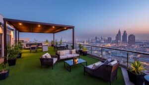 سطح مبنى مغطى بثيل امغره مع جلسة خارجية أنيقة سطح مبنى مغطى بثيل امغره مع جلسة خارجية أنيقة