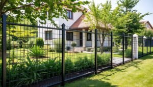 شبك تركي عالي الجودة يحيط بمنزل جميل مع حديقة خضراء