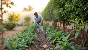 صيانة دورية لحديقة في منطقة الشامية