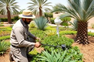 عامل يقوم بصيانة حديقة في الكويت عامل يقوم بصيانة حديقة في الكويت