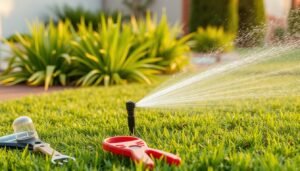 عملية ري وصيانة الثيل الطبيعي في حديقة كويتية