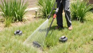 عملية ري وقص العشب الطبيعي بشكل صحيح