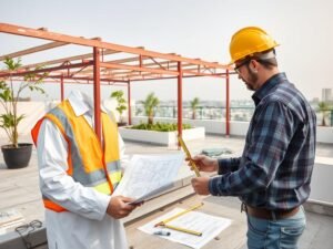 فحص هندسي للسطح قبل تنسيق حدائق اسطح