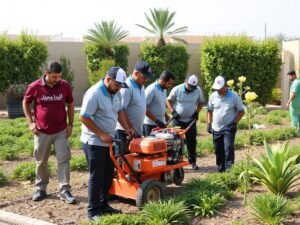 فريق عمل جنا البستان لتنسيق حدائق الفنيطيس