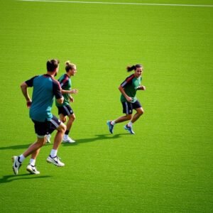 لاعبون يتدربون على ثيل ملاعب عالي الجودة لاعبون يتدربون على ثيل ملاعب عالي الجودة