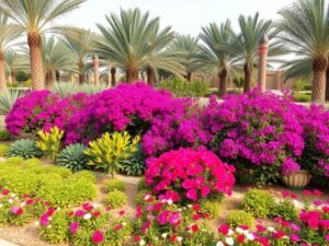 مجموعة متنوعة من النباتات المناسبة لمناخ الكويت في حدائق الخالدية