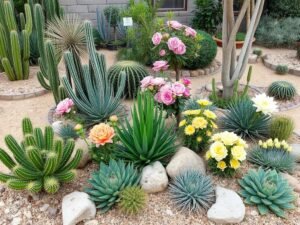 مجموعة من النباتات المقاومة للحرارة المناسبة لحدائق اليرموك مثل الصبار والأكاسيا