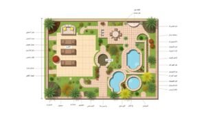 مخطط تصميم حديقة منزلية في تنسيق حدائق الخالدية