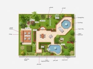 مخطط ثلاثي الأبعاد لتصميم حديقة في حولي