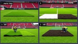 مراحل تركيب ثيل ملاعب صناعي في منشأة رياضية مراحل تركيب ثيل ملاعب صناعي في منشأة رياضية