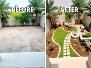 مشروع تنسيق حديقة منزلية في منطقة الصديق بالكويت