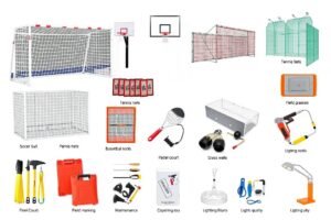 معدات وتجهيزات أساسية مستخدمة في تجهيز ملاعب مختلفة معدات وتجهيزات أساسية مستخدمة في تجهيز ملاعب مختلفة