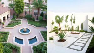 مقارنة بين تصميم حديقة عصرية وتقليدية في منطقة حطين