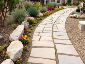 ممرات حجرية في حديقة بمنطقة الزهراء