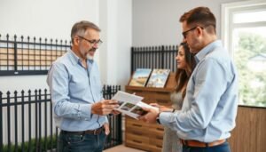 مهندس يساعد عميل في اختيار السور التركي المناسب لمنزله مهندس يساعد عميل في اختيار السور التركي المناسب لمنزله