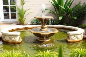 نافورة مياه في حديقة منزلية بالخالدية