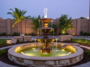 نافورة مياه في حديقة منزلية بالزهراء