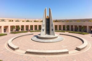 نصب تذكاري مميز في وسط حديقة الشهداء بالكويت