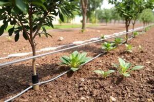 نظام ري بالتنقيط في حديقة بالمنصورية