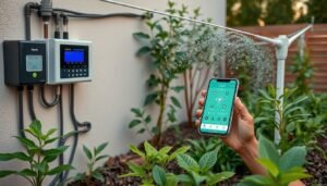 نظام ري ذكي مثبت في حديقة منزلية سعودية نظام ري ذكي مثبت في حديقة منزلية سعودية