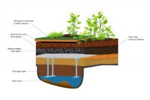 نظام عزل مائي وتصريف لحدائق الأسطح