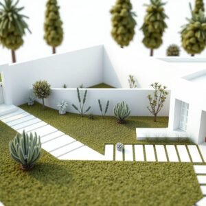 نموذج لحديقة عصرية في العديلية مع خطوط نظيفة ومساحات مفتوحة