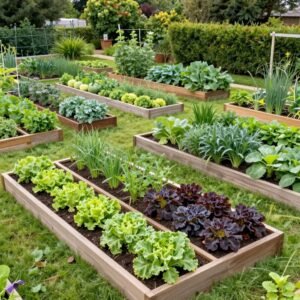 حديقة عضوية مع خضروات وأعشاب طبية