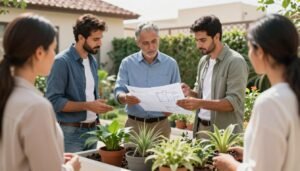 زراع الكويت يقدمون استشارة لتصميم حديقة منزلية