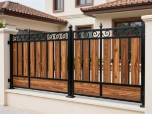 سياج تركي مختلط يجمع بين الحديد والخشب بتصميم فريد