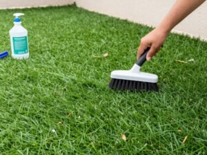 صيانة العشب الصناعي باستخدام فرشاة خاصة