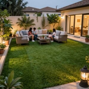 عشب صناعي في حديقة منزلية بأمغرة